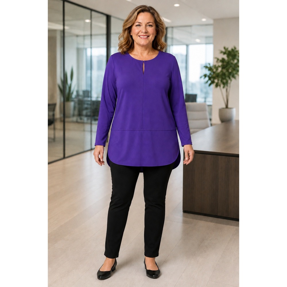 Lauren Ralph Lauren Tunic Blouse Keyhole Neck Purple Women XL Classic Office